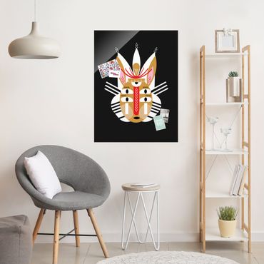 Glasschilderijen Collage Ethno Mask - Rabbit