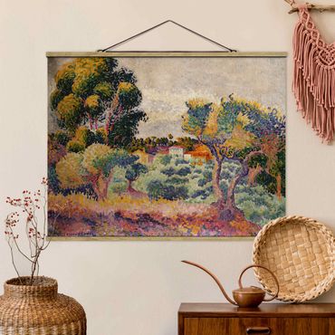 Stoffen schilderij met posterlijst Henri Edmond Cross - Eucalyptus And Olive Grove