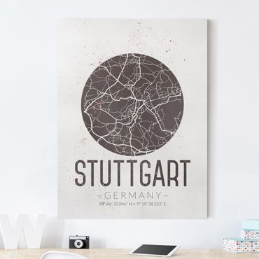 Canvas schilderijen Stuttgart City Map - Retro