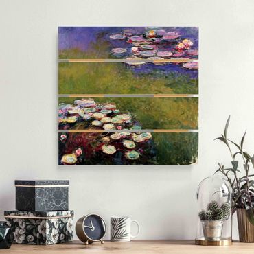 Houten schilderijen op plank Claude Monet - Water Lilies