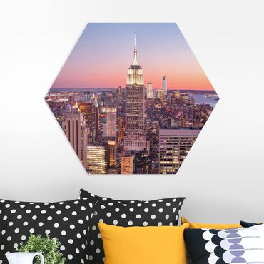 Hexagons Forex schilderijen Sunset Manhattan New York City