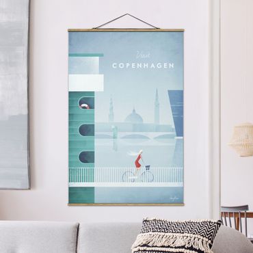 Stoffen schilderij met posterlijst Travel Poster - Copenhagen