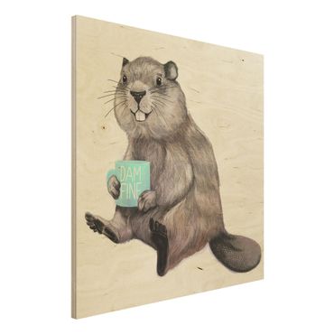 Houten schilderijen Illustration Beaver Wit Coffee Mug