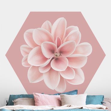 Hexagon Behang Dahlia On Blush Pink