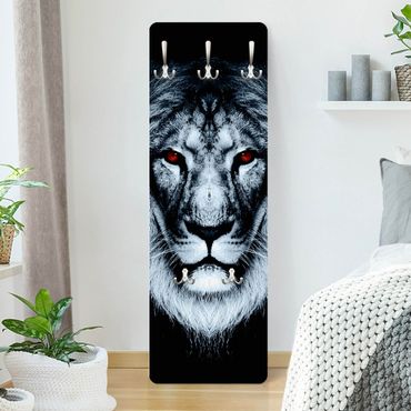 Wandkapstokken houten paneel Dark Lion
