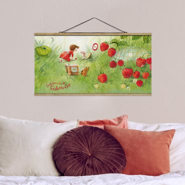 Stoffen schilderij met posterlijst Little Strawberry Strawberry Fairy- With Worm Home