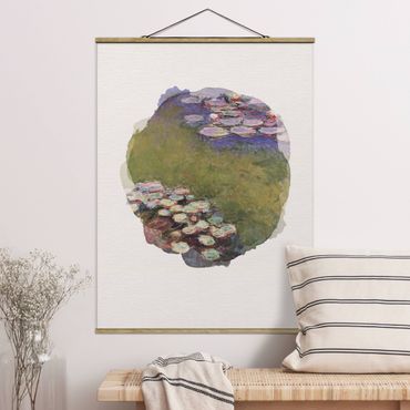Stoffen schilderij met posterlijst WaterColours - Claude Monet - Water Lilies