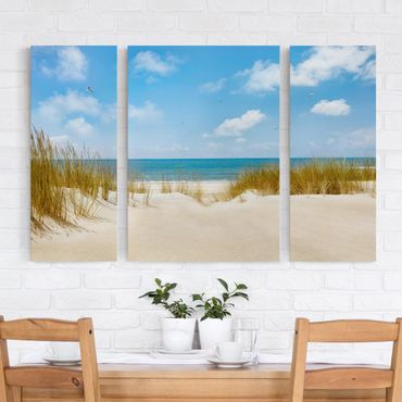 Canvas schilderijen - 3-delig Beach On The North Sea