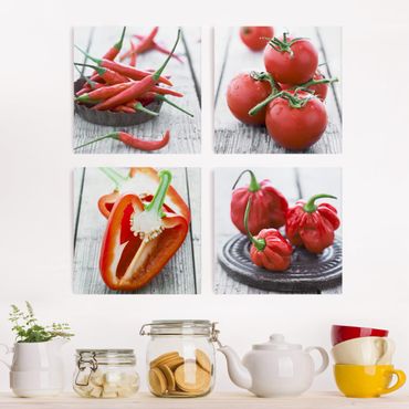 Canvas schilderijen - 4-delig Red Vegetables