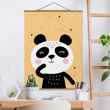Stoffen schilderij met posterlijst The Happiest Panda