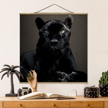 Stoffen schilderij met posterlijst Black Puma