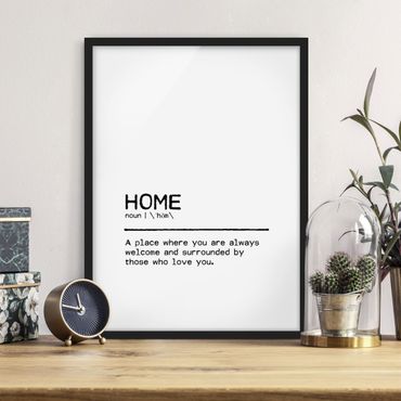 Ingelijste posters Definition Home Welcome