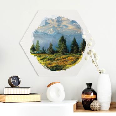 Hexagons Forex schilderijen WaterColours - Emosson Wallis Switzerland