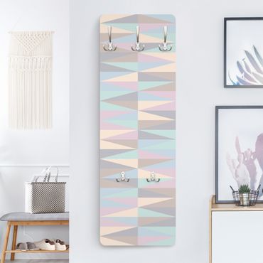 Wandkapstokken houten paneel Triangles In Pastel Colours