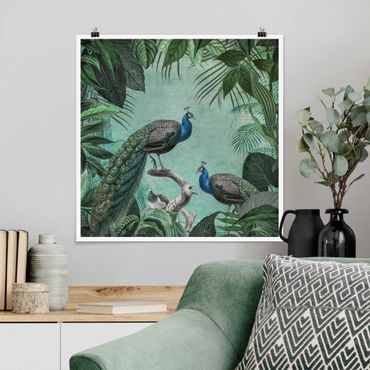Posters Shabby Chic Collage - Noble Peacock