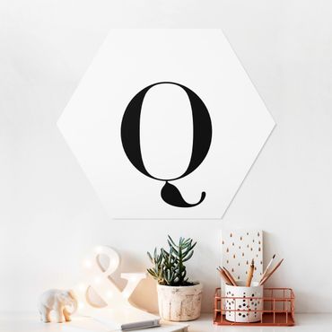Hexagons Forex schilderijen Letter Serif White Q