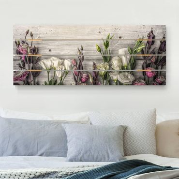 Houten schilderijen op plank Tulip Rose Shabby Wood Look