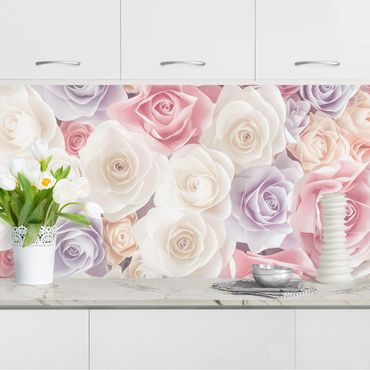 Keukenachterwanden Pastel Paper Art Roses