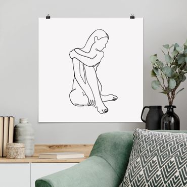 Posters Line Art Woman Nude Black And White