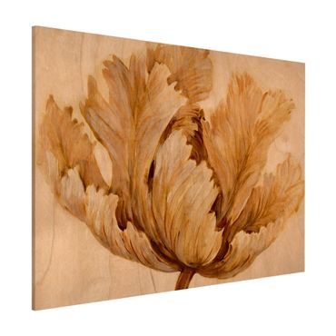 Magneetborden Sepia Tulip On Wood