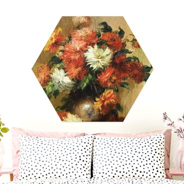 Hexagons Aluminium Dibond schilderijen Auguste Renoir - Still Life with Dahlias