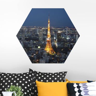 Hexagons Aluminium Dibond schilderijen Tokyo Tower