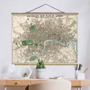 Stoffen schilderij met posterlijst Vintage Map London