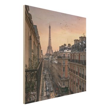 Houten schilderijen The Eiffel Tower In The Setting Sun
