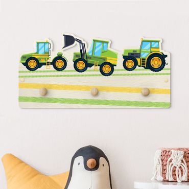 Wandkapstokken voor kinderen Harvester, Tractor And Co