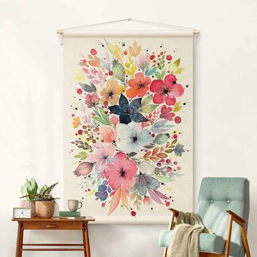 Wandtapijt - Esther Meinl - Colourful Watercolour Flowers
