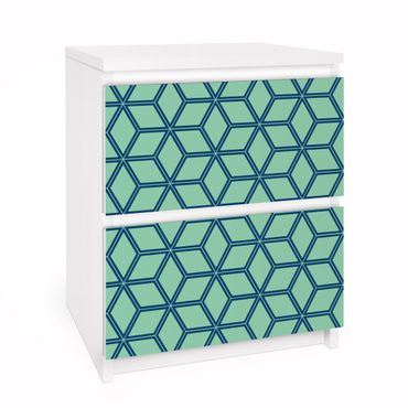 Meubelfolie IKEA Malm Ladekast Cube pattern Green