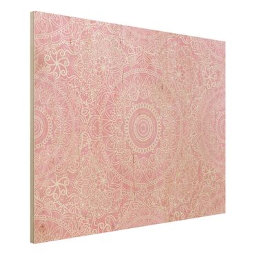 Houten schilderijen Pattern Mandala Light Pink