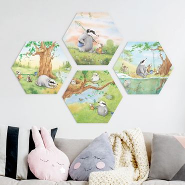 Hexagons Forex schilderijen - 4-delig Vasily And Sibelius - Adventure