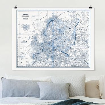 Posters Map In Blue Tones - Europe