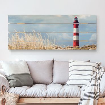 Houten schilderijen op plank Lighthouse Between Dunes