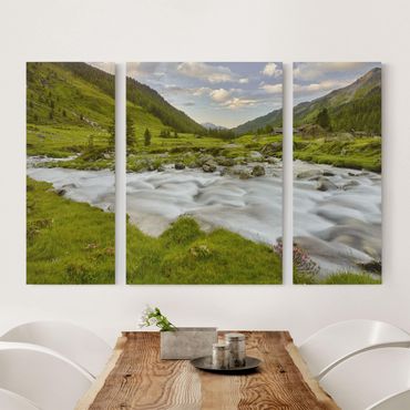 Canvas schilderijen - 3-delig Alpine meadow Tirol