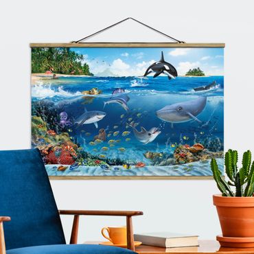 Stoffen schilderij met posterlijst Animal Club International - Underwater World With Animals