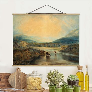Stoffen schilderij met posterlijst William Turner - Abergavenny Bridge, Monmouthshire: Clearing Up After A Showery Day