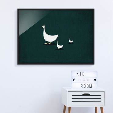 Ingelijste posters Goose Family On A Trip