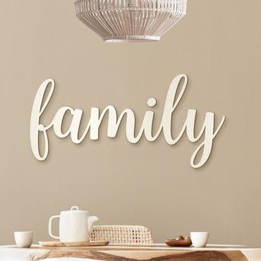 Wanddecoratie hout 3D opschrift - Family Handlettering