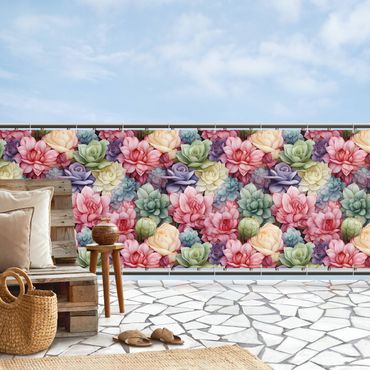 Privacyscherm voor balkon - Colourful Flower Pattern