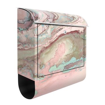 Brievenbussen Colour Experiments Marble Light Pink And Turquoise