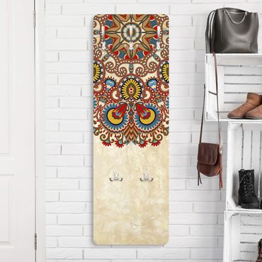 Wandkapstokken houten paneel Coloured Mandala