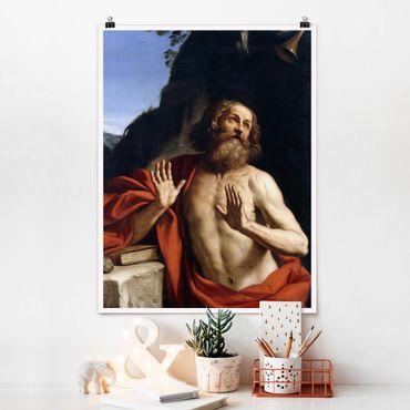 Posters Guercino - Saint Jerome in the Wilderness