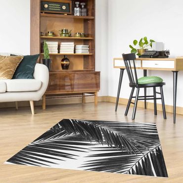 Vinyl tapijt View Through Palm Leaves Black And White