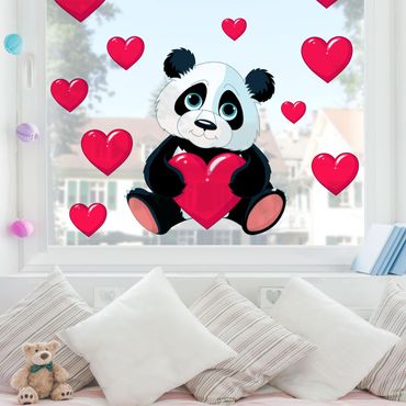 Raamstickers Panda With Hearts