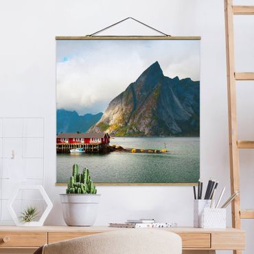 Stoffen schilderij met posterlijst Fisherman's House In Sweden