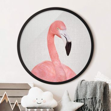 Rond schilderijen Flamingo Fabian