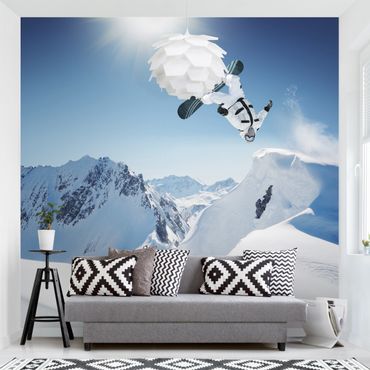 Fotobehang Flying Snowboarder