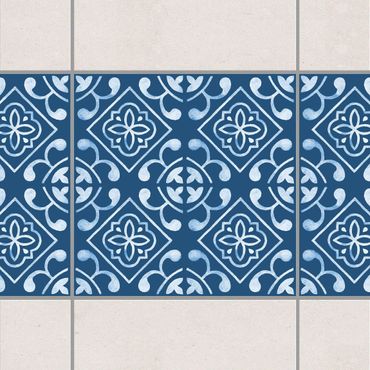 Tegelstickers Dark Blue White Pattern Series No.02